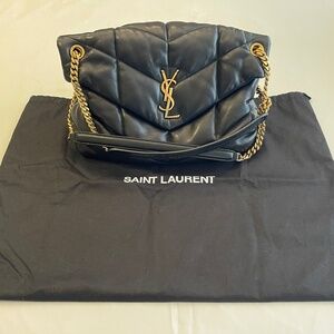 YSL Loulou Puffer Medium Bag, Black w/Gold Hardware